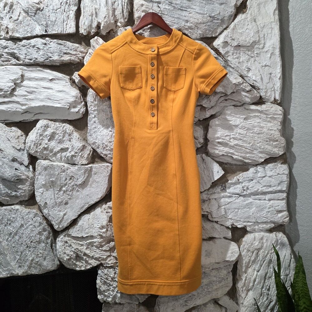 Vintage Diane Von Furstenberg Dress Short Sleeve Yellow Women's Size 2